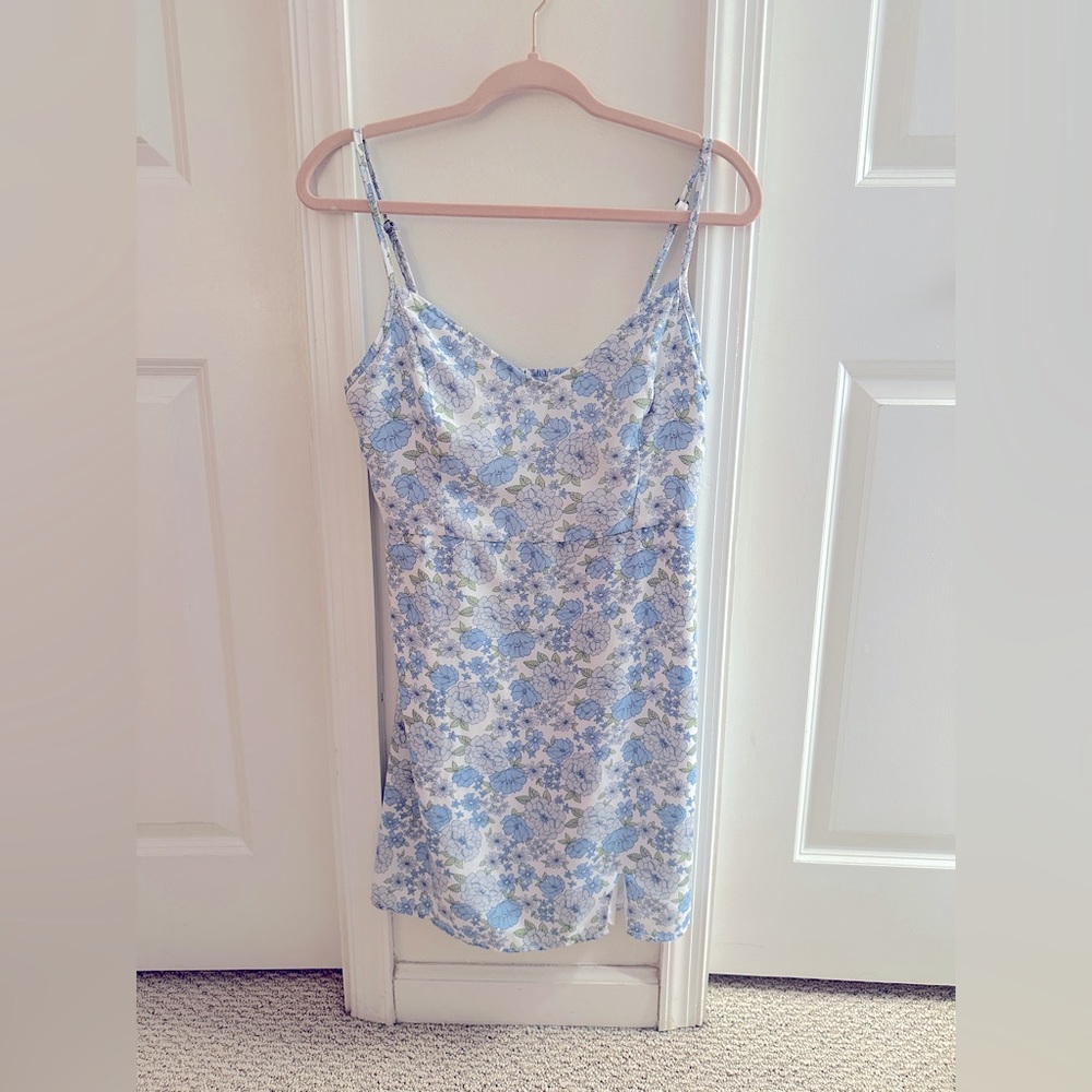 blue & green floral dress